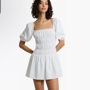 Onia Linen‎ Blend mini dress white smocked size size small